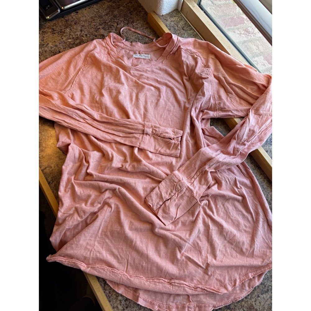 We The Free Free People Women's Large Oversized Pink Tunic Top Boho